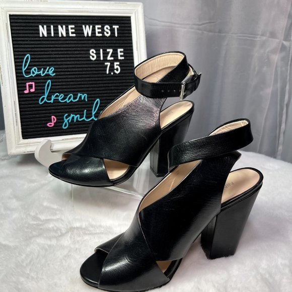 Black NINE WEST Women's Ombray Leather Dress Pump - Size 7.5 - Picture 5 of 15